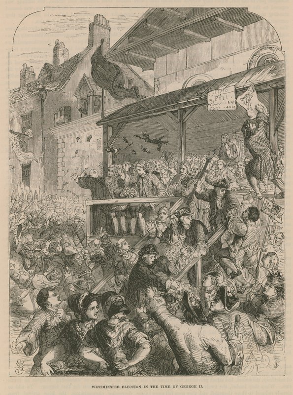 Westminster Verkiezing in de tijd van George II door English School
