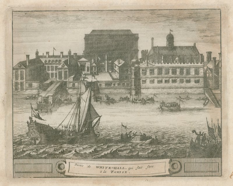 Whitehall vanaf de rivier de Theems door English School