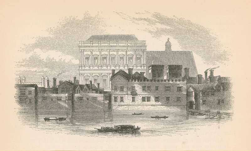 Whitehall vanaf de rivier de Theems door English School