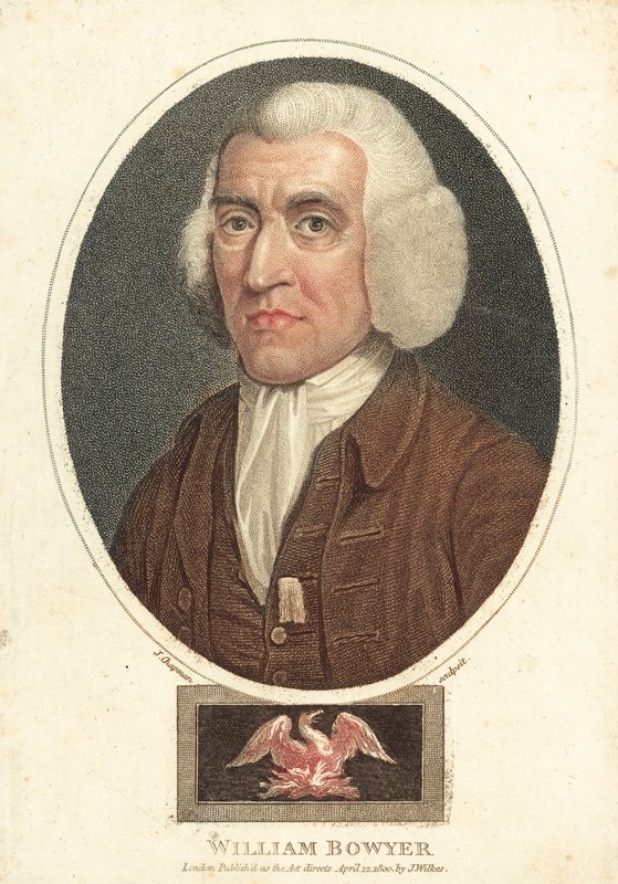 William Bowyer, Engelse drukker en redacteur (gekleurde gravure) door English School