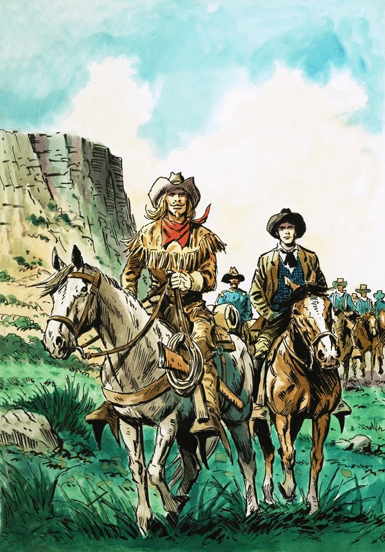 William Cody leidt een colonne Amerikaanse cavaleristen door English School