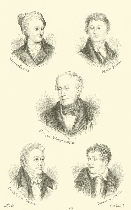William Cowper, Robert Southey, William Wordsworth, Samuel Taylor Coleridge, Thomas Campbell door English School