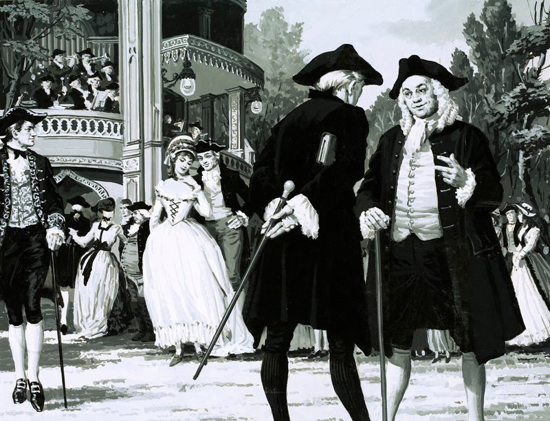 William Hogarth wandelt in Vauxhall Gardens door English School
