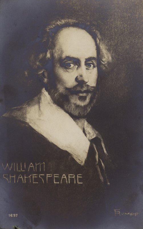 William Shakespeare (c1564-1616), Engels toneelschrijver en dichter (litho) door English School
