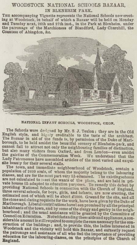 Woodstock Nationale Scholen Bazaar, in Blenheim Park (gravure) door English School