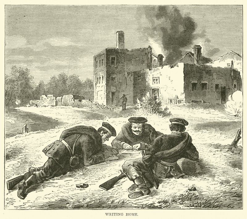 Schrijven naar huis, september 1870 door English School