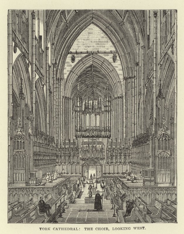 York Kathedraal, koor, kijkend naar het westen door English School