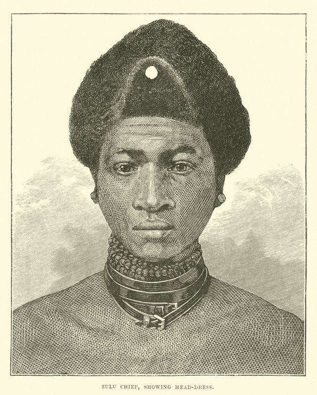 Zulu-hoofdman, met hoofdtooi door English School