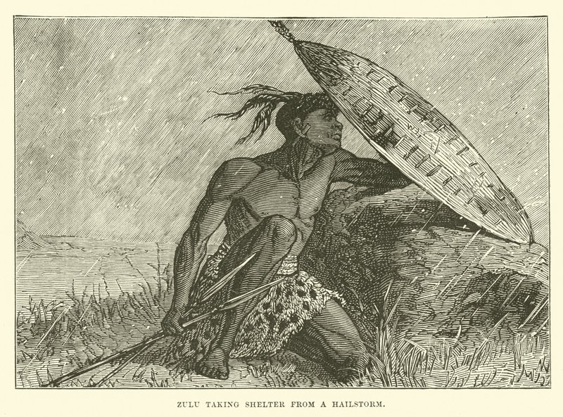 Zulu schuilt voor een hagelstorm door English School