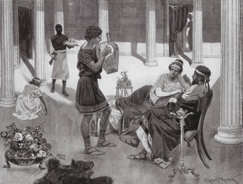 Het Interieur van een Grieks Huis, IVe eeuw v.Chr. door Ernest (after) Prater