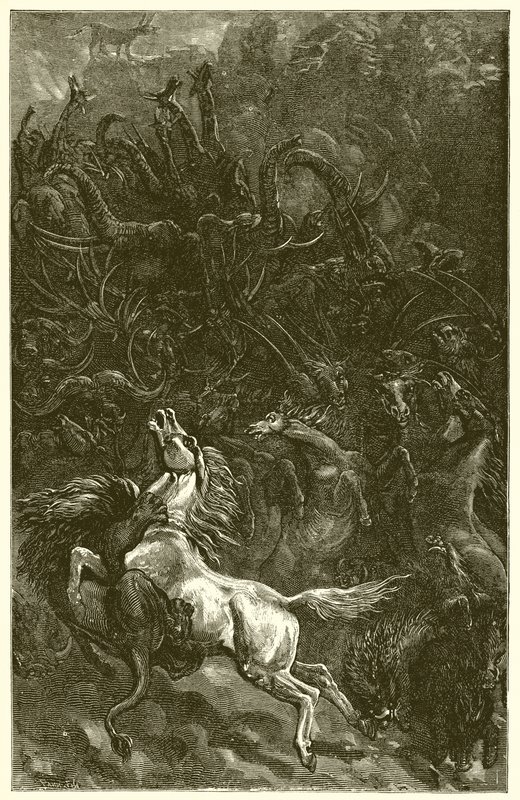 De ezel en de leeuw op jacht door Ernest Henry Griset