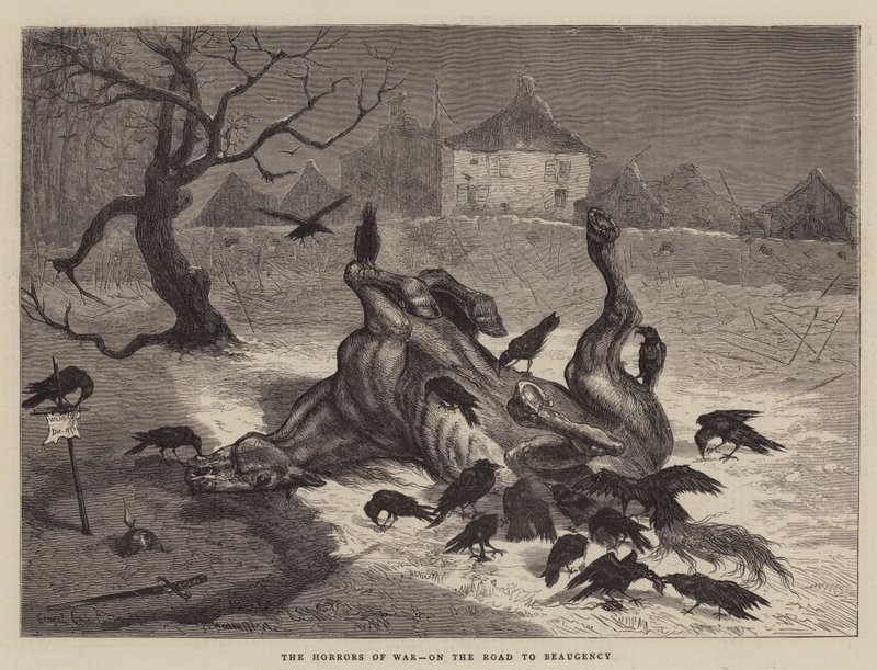 De verschrikkingen van de oorlog, op weg naar Beaugency door Ernest Henry Griset