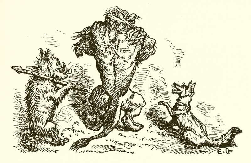 De leeuw, de vos en de wolf door Ernest Henry Griset