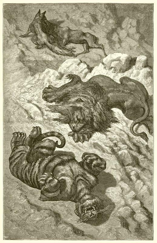 De leeuw, de tijger en de vos door Ernest Henry Griset