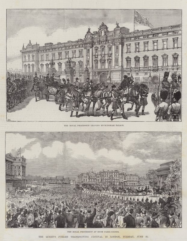 Het Jubileum Dankfeest van de Koningin in Londen, dinsdag 21 juni door Ernest Henry Griset