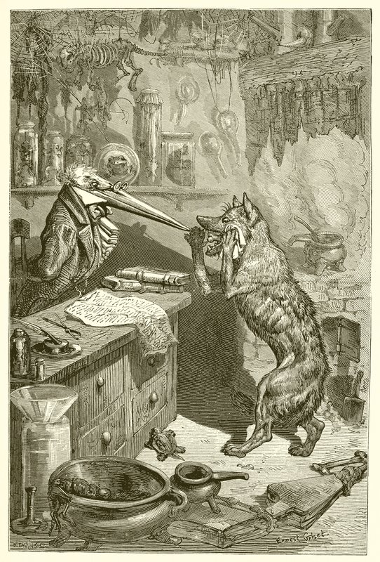 De wolf en de kraanvogel door Ernest Henry Griset