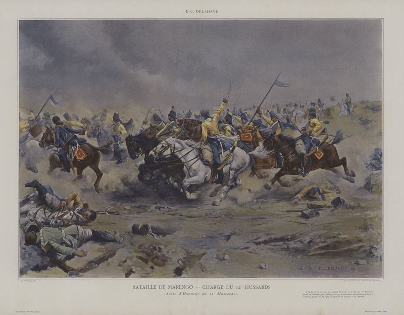 Charge van de 12e Huzaren bij de Slag van Marengo door Ernest Jean Delahaye