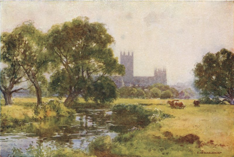 Canterbury vanaf de Stour door Ernest William Haslehust