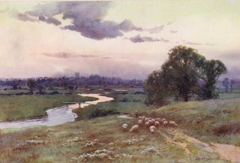 Rivier de Theems: Uitzicht vanaf Eisey Hill door Ernest William Haslehust