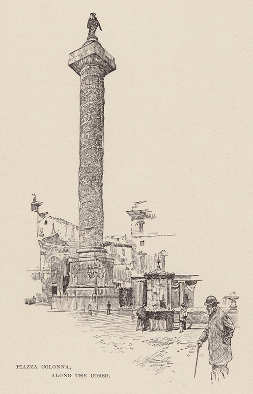Piazza Colonna, langs de Corso door Ettore Tito
