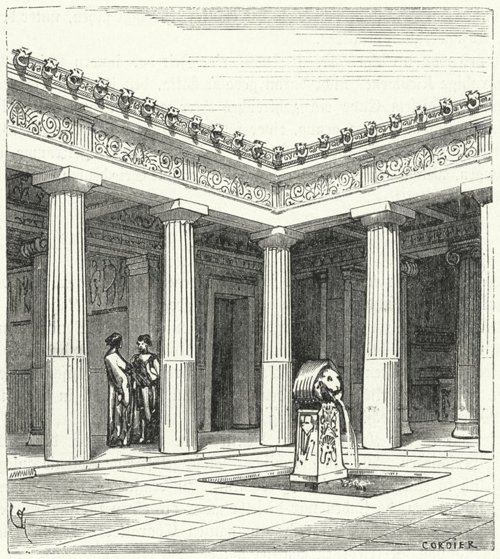 Dorische binnenplaats van een oud-Grieks huis door Eugene Emmanuel after Viollet-le-Duc
