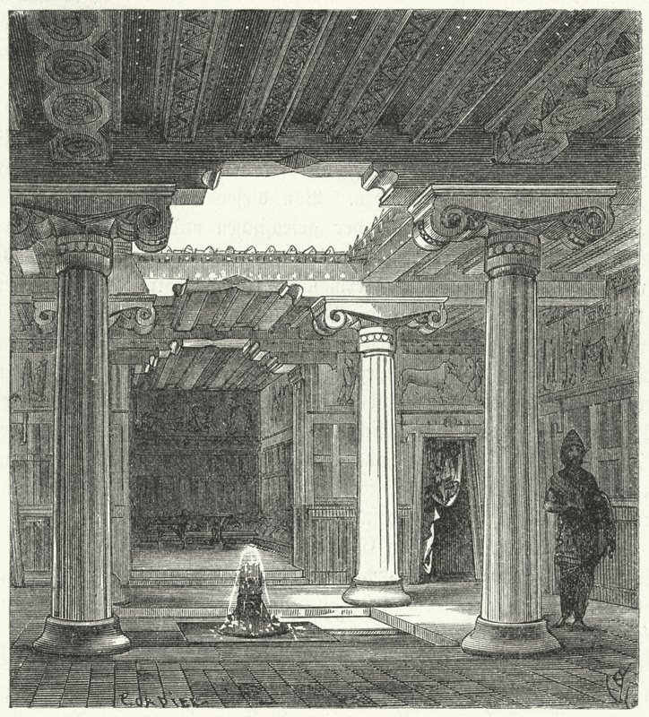 Ionische binnenplaats van een oud-Grieks huis door Eugene Emmanuel after Viollet le Duc