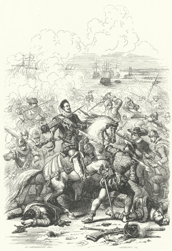 Aartshertog Albert VII van Oostenrijk, gouverneur van de Spaanse Nederlanden, bij de Slag bij Nieuwpoort, 1600 door European School