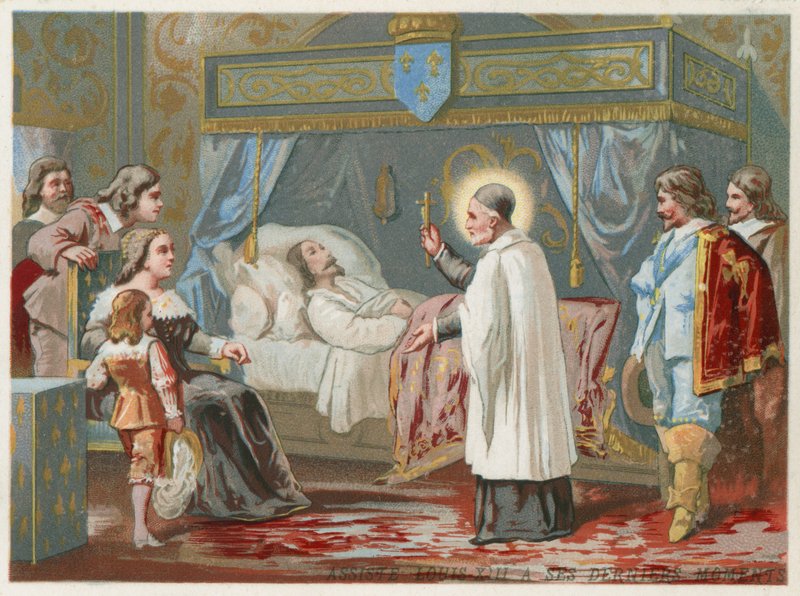 St. Vincent de Paul helpt koning Lodewijk XIII van Frankrijk in zijn laatste momenten, 1643 door European School