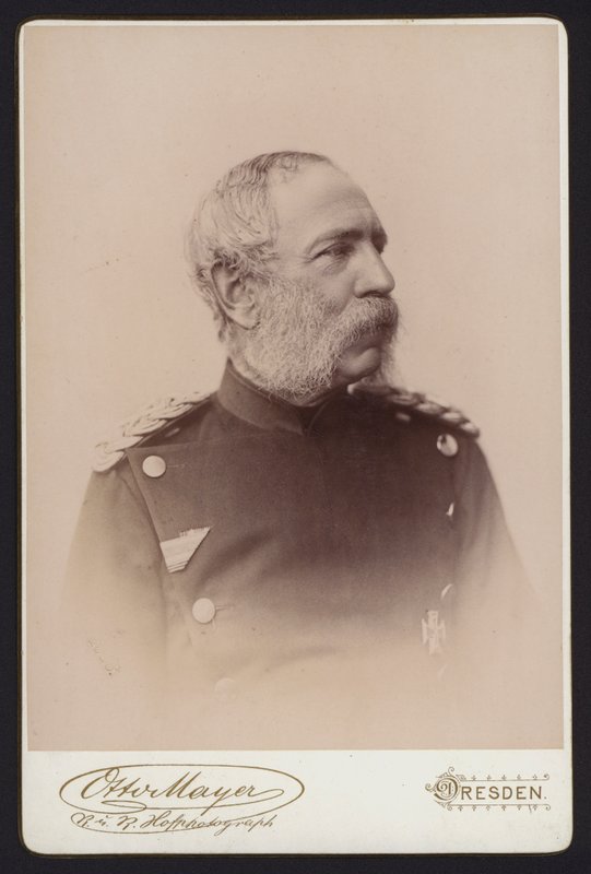 Portret, Albert, Koning van Saksen (zwart-wit foto) door European Photographer