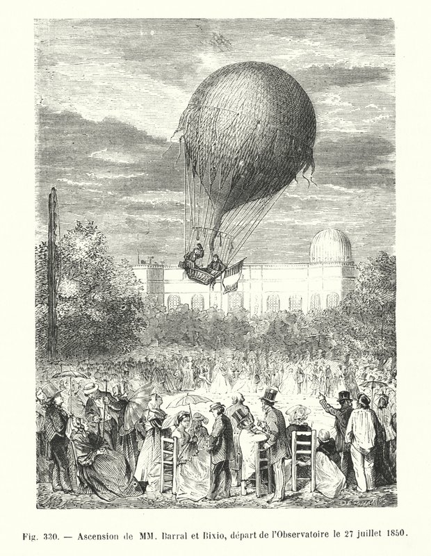 Ascensie van MM Barral en Bixio, vertrek van het Observatorium op 27 juli 1850 door European School