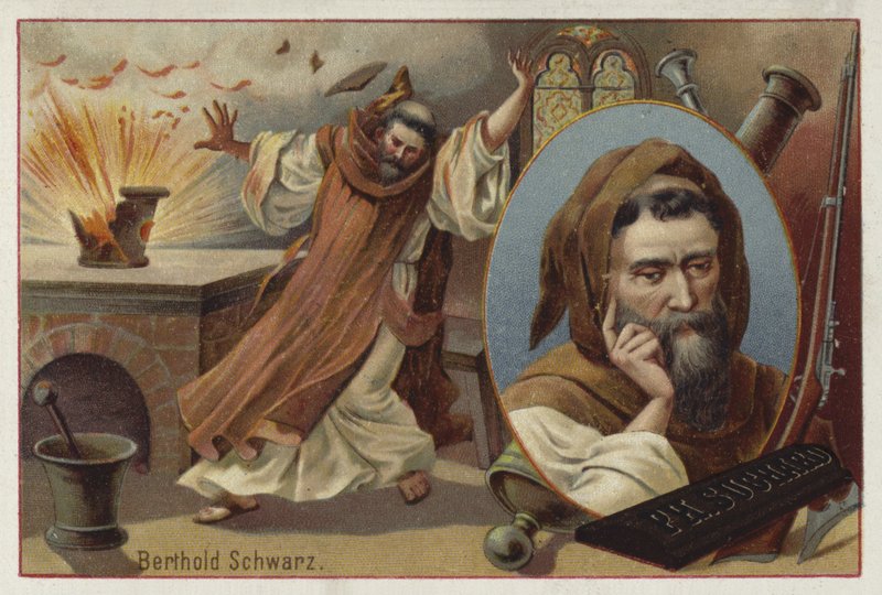 Berthold Schwarz, legendarische 14e-eeuwse Duitse alchemist die buskruit zou hebben uitgevonden door European School