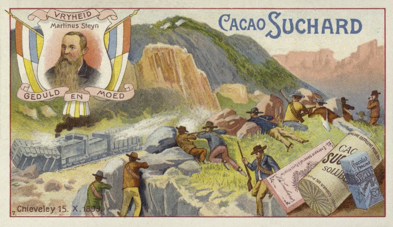 Boeren die een Britse gepantserde trein aanvallen, Chieveley, Zuid-Afrika, Boerenoorlog, 15 oktober 1899 door European School