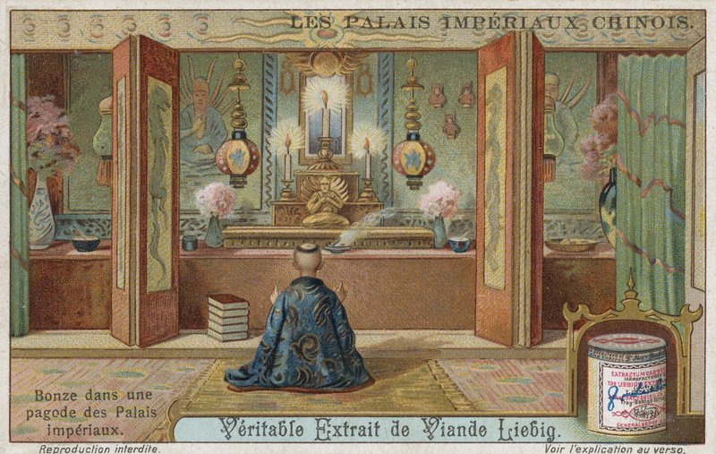 Boeddhistische monnik in een pagode van een keizerlijk paleis, China door European School