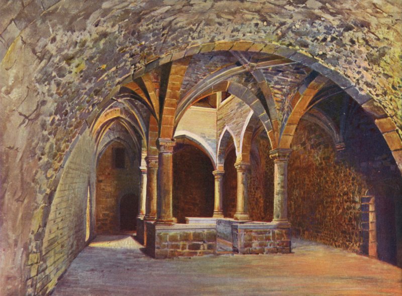 Cannes, Het interieur van het Chateau St-Honorat (kleurenlitho) door European School