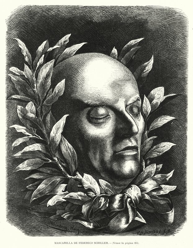 Doodsmaske van de Duitse dichter Friedrich Schiller door European School