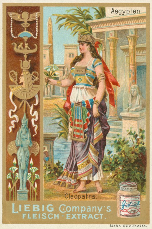 Egypte, Cleopatra, Liebig-kaart, begin 20e eeuw (chromo) door European School