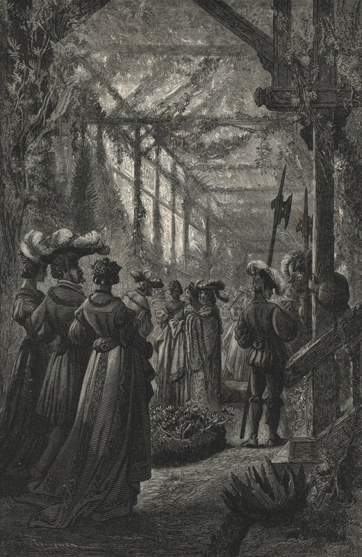 Feest in een kas, naar een gravure uit de 15e eeuw (gravure) door European School