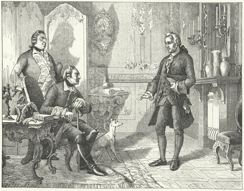 Frederik de Grote van Pruisen met de dichter Christian Furchtegott Gellert door European School