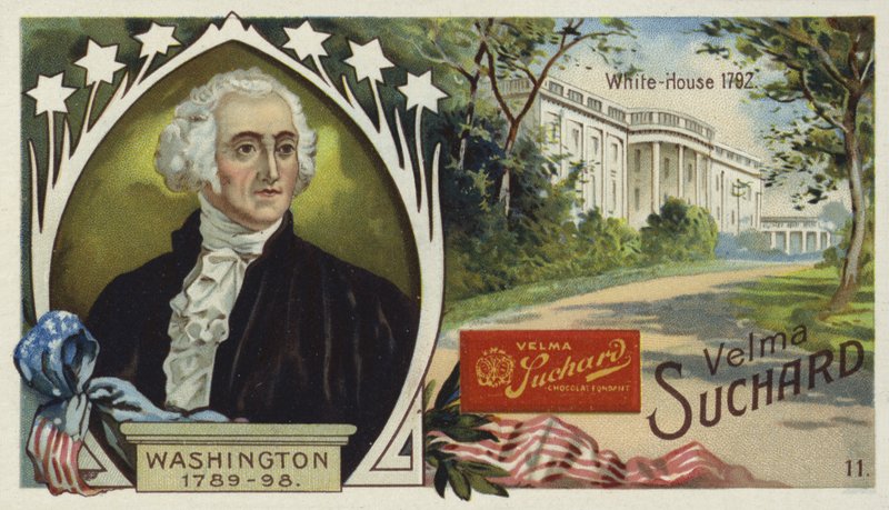 George Washington, eerste president van de Verenigde Staten, en het Witte Huis, Washington DC door European School