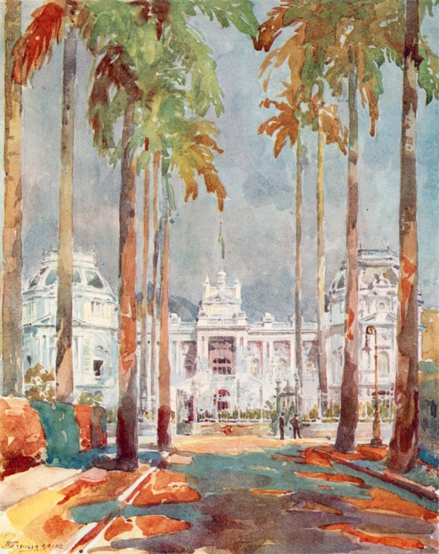 Guanabara Palace, residentie van president maarschalk Hermes da Fonseca (kleurenlitho) door European School
