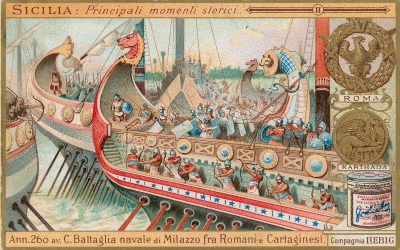 Geschiedenis van Sicilië, Liebig-kaart, begin 20e eeuw (chromo) door European School