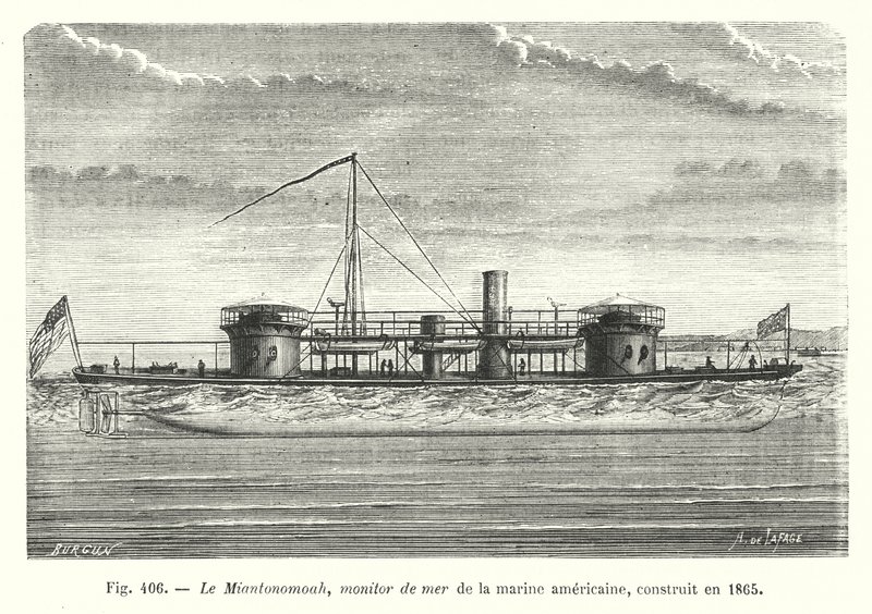 De Miantonomoah, Amerikaanse zeemonitor, gebouwd in 1865 door European School