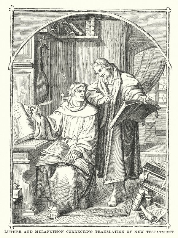 Luther en Melanchthon corrigeren de vertaling van het Nieuwe Testament door European School