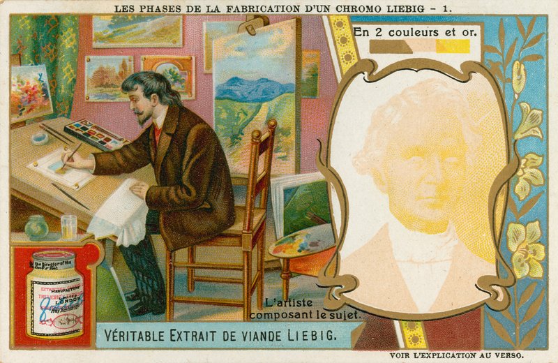 Het maken van een Liebig Chromolithografie door European School