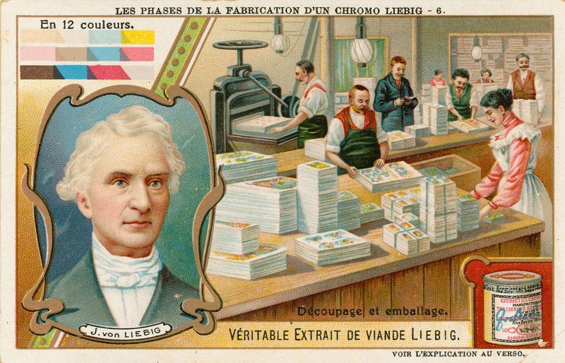 Het maken van een Liebig Chromolithografie door European School