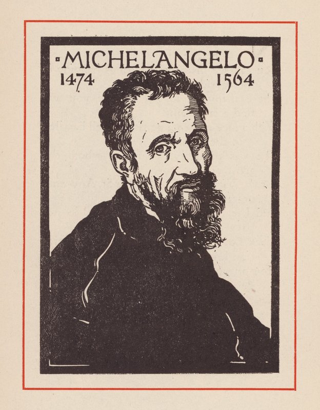 Michelangelo, Italiaanse renaissancekunstenaar en architect (litho) door European School
