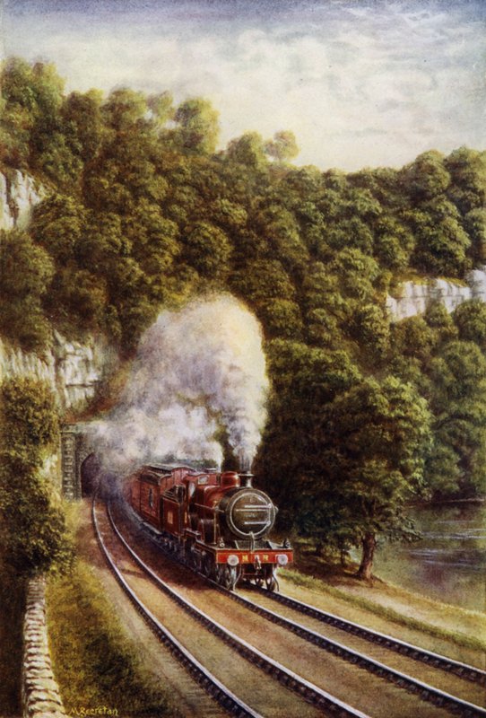 Midland Scotch sneltrein op de Midland Railway die door de Yorkshire Dales reist door European School