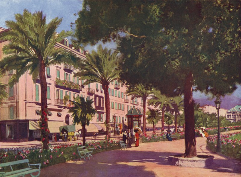 Nice, Avenue Massena (kleurenlitho) door European School
