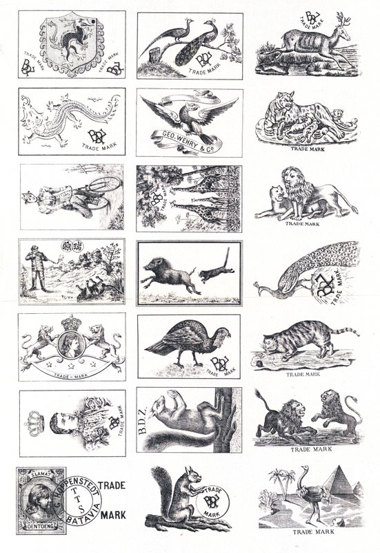 Pagina met handelsmerken, meestal met dieren door European School