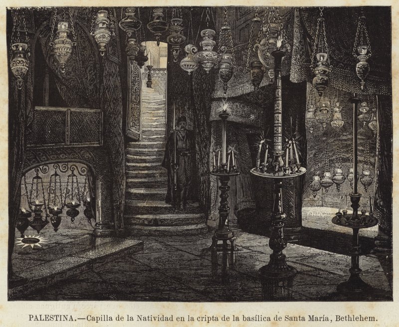 Palestina, Geboortekapel in de crypte van de basiliek van Santa Maria, Bethlehem door European School